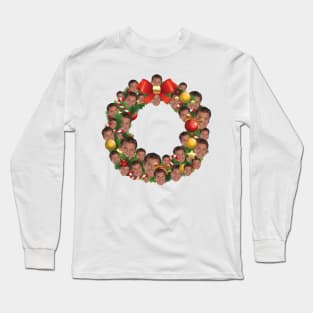 David Hasselhoff Multiface Christmas Wreath Long Sleeve T-Shirt